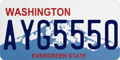 WA license plate AYG5550