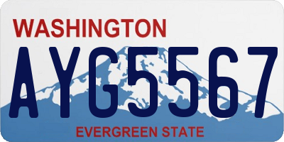 WA license plate AYG5567
