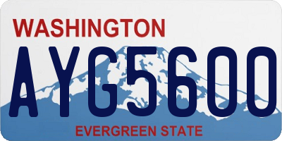 WA license plate AYG5600