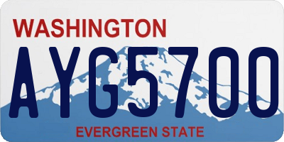 WA license plate AYG5700