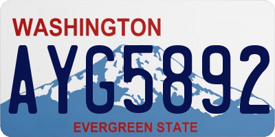 WA license plate AYG5892