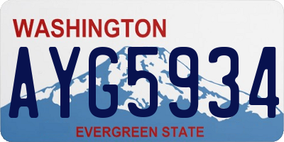 WA license plate AYG5934