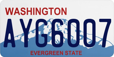WA license plate AYG6007