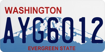 WA license plate AYG6012
