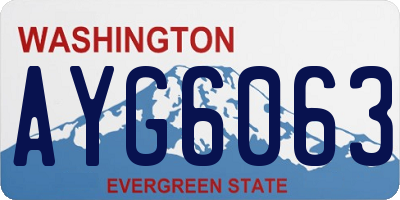 WA license plate AYG6063