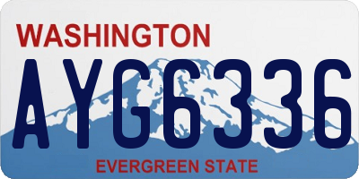 WA license plate AYG6336