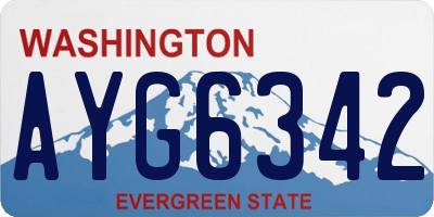 WA license plate AYG6342