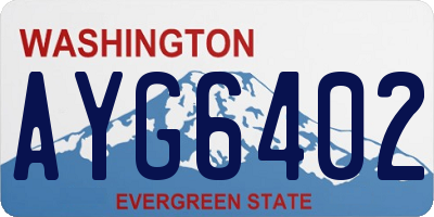 WA license plate AYG6402