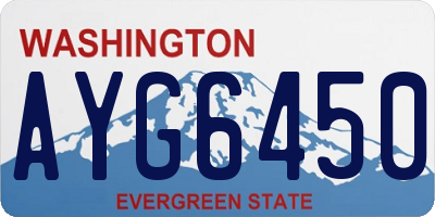 WA license plate AYG6450