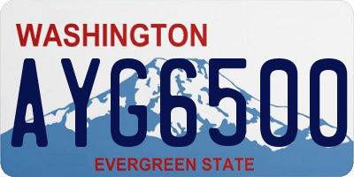 WA license plate AYG6500