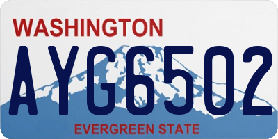WA license plate AYG6502