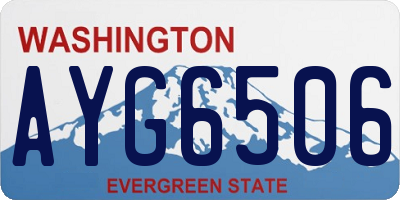 WA license plate AYG6506