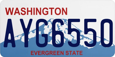 WA license plate AYG6550