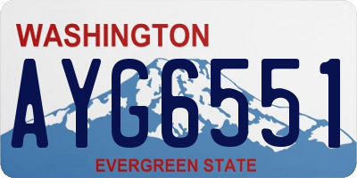 WA license plate AYG6551
