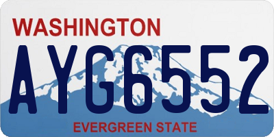 WA license plate AYG6552