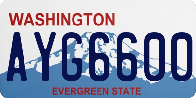 WA license plate AYG6600