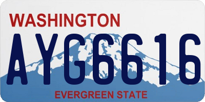 WA license plate AYG6616