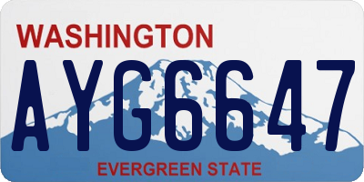 WA license plate AYG6647