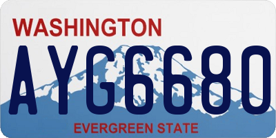 WA license plate AYG6680
