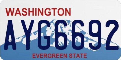 WA license plate AYG6692