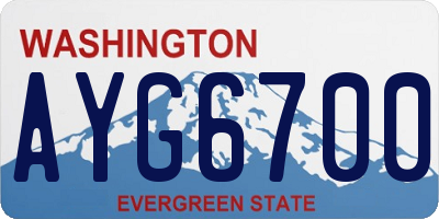 WA license plate AYG6700
