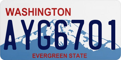 WA license plate AYG6701