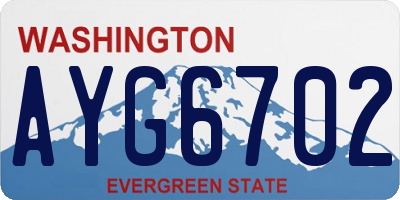 WA license plate AYG6702