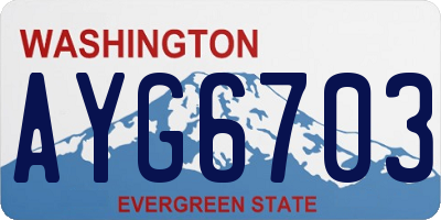 WA license plate AYG6703