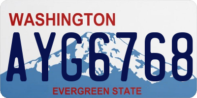 WA license plate AYG6768