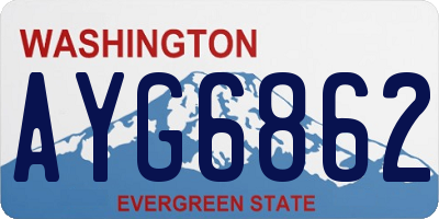 WA license plate AYG6862