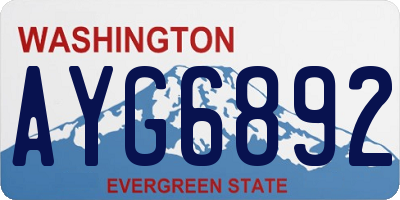 WA license plate AYG6892
