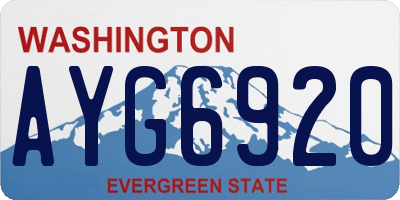 WA license plate AYG6920