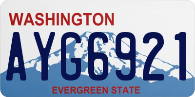 WA license plate AYG6921