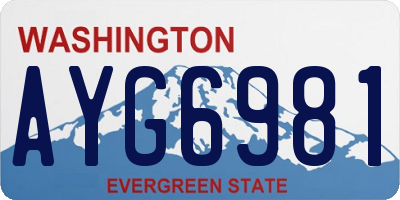 WA license plate AYG6981