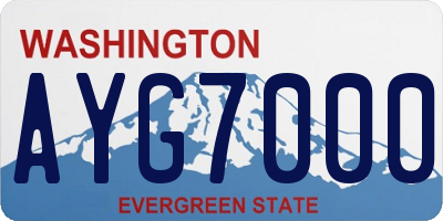 WA license plate AYG7000