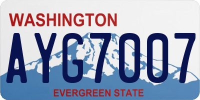 WA license plate AYG7007