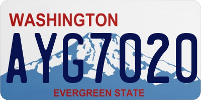 WA license plate AYG7020