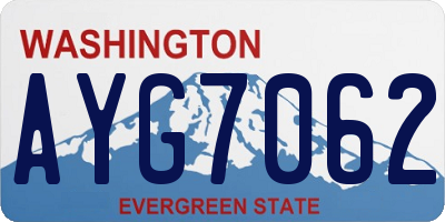 WA license plate AYG7062