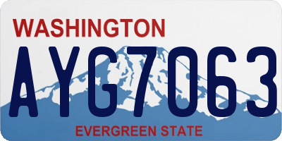 WA license plate AYG7063