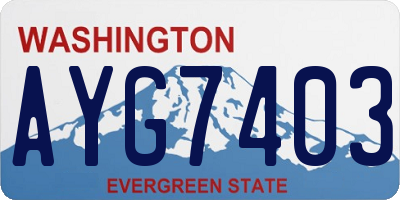 WA license plate AYG7403