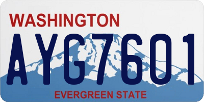 WA license plate AYG7601