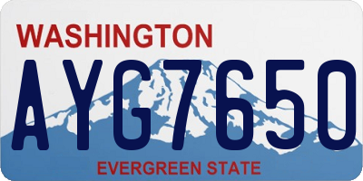 WA license plate AYG7650