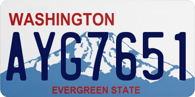 WA license plate AYG7651