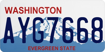 WA license plate AYG7668