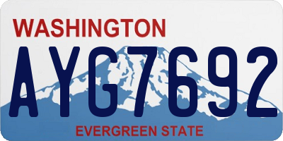 WA license plate AYG7692