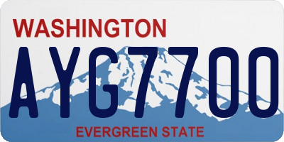 WA license plate AYG7700