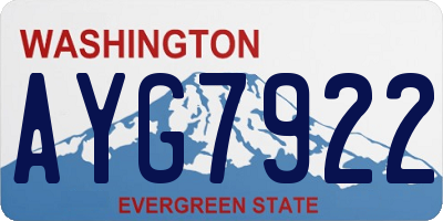 WA license plate AYG7922