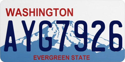WA license plate AYG7926