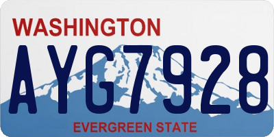 WA license plate AYG7928