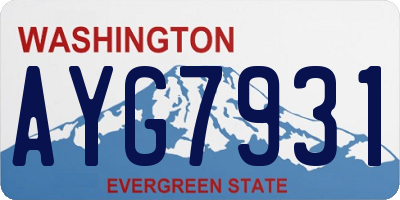 WA license plate AYG7931